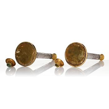 A pair of Russian ormolu and cut-glass Empire candlesticks, presumably St Petersburg, ca 1820.