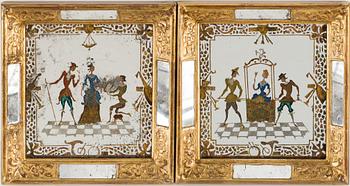 Two 20th century glass paintings.