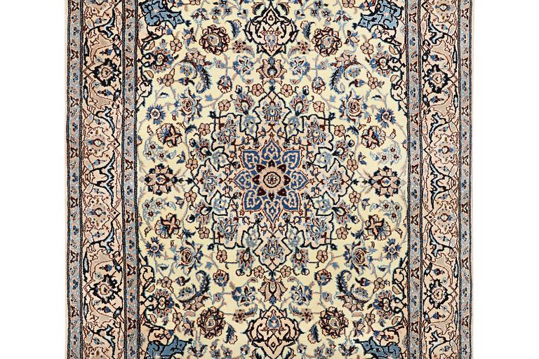 A part silk Nain rug, 9LA, c. 204 x 125 cm.