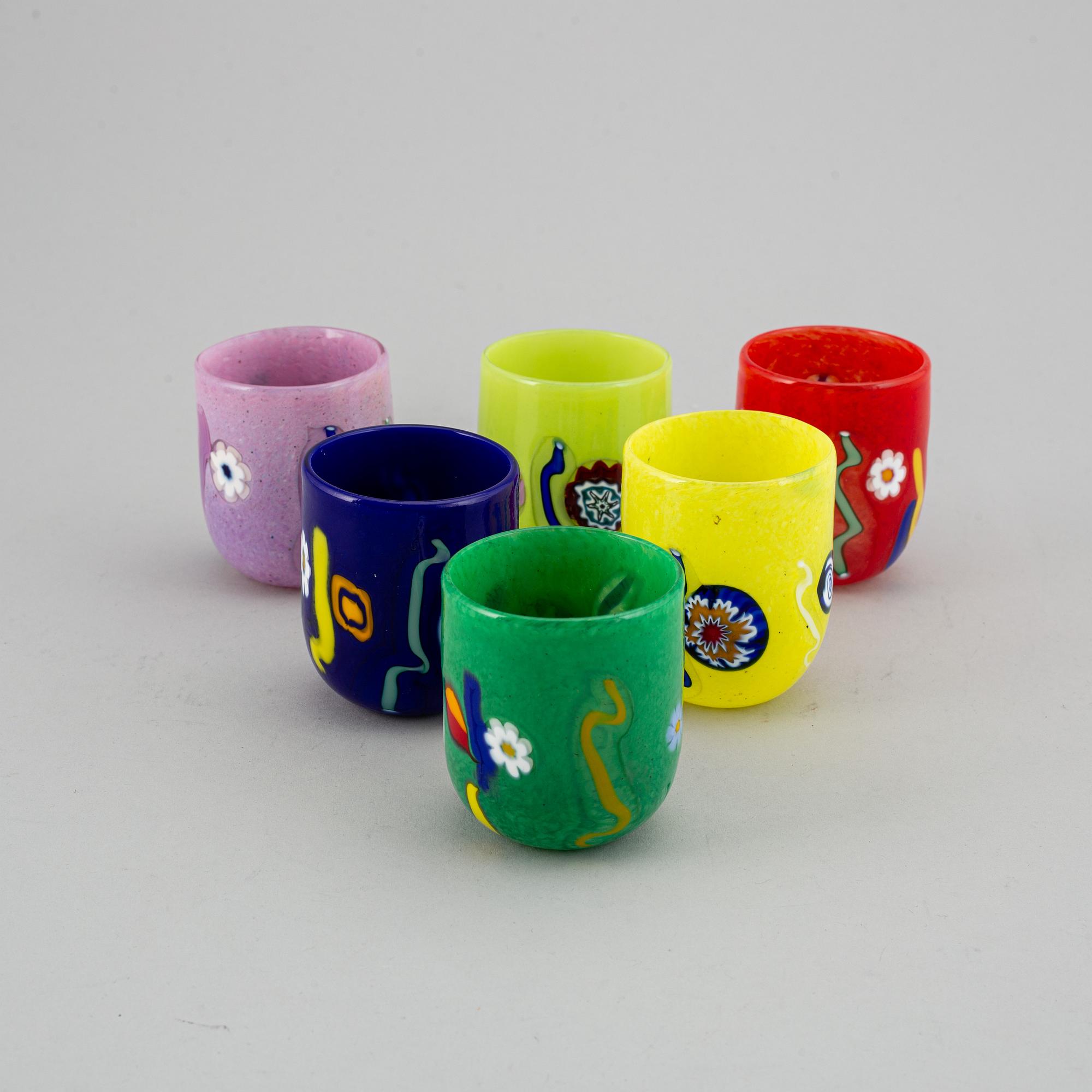 A set of six "Goto" glasses/candleholders, Murano, Venice, 1990- 2000.