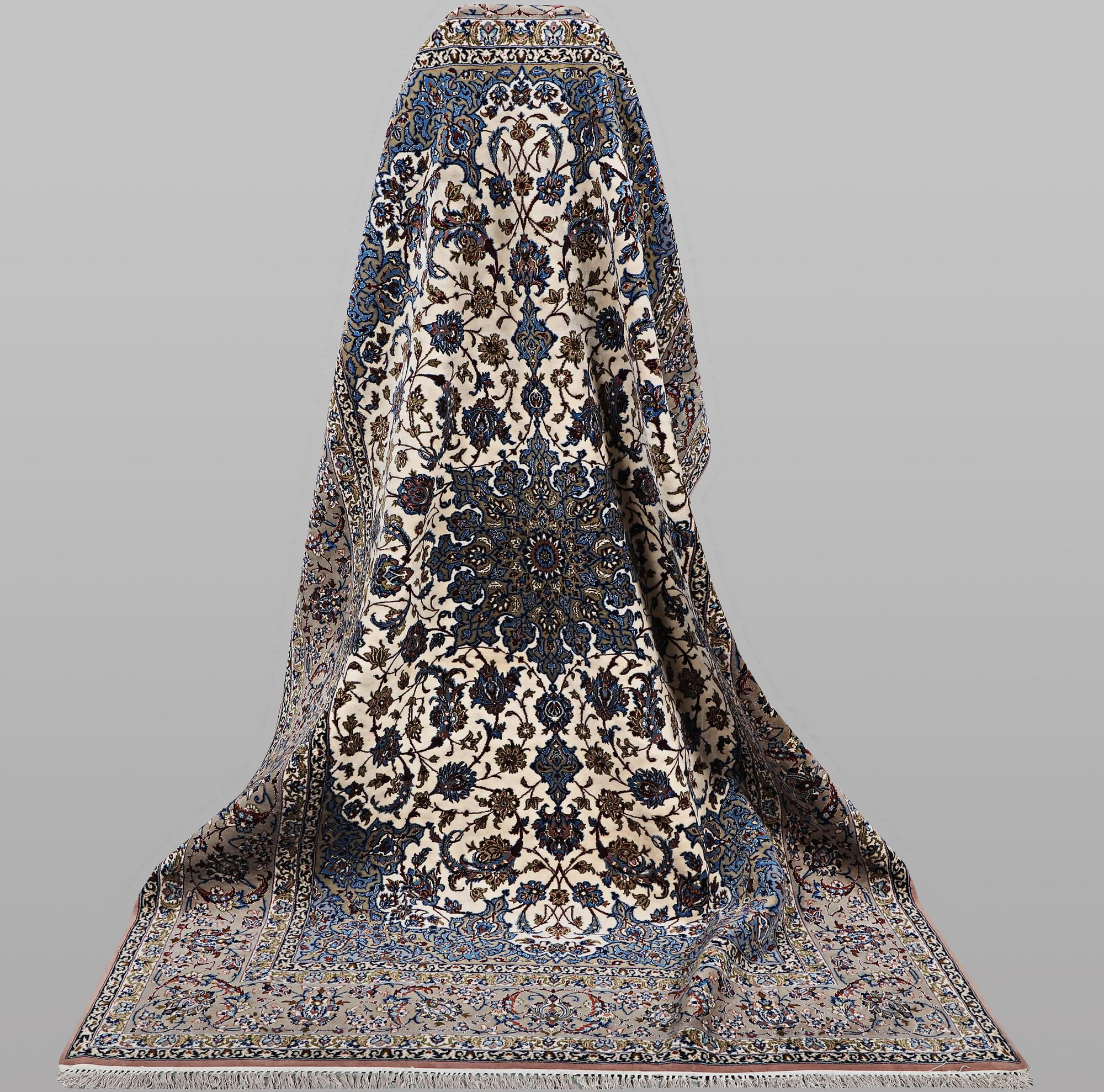 A rug, Esfahan, part silk, ca 245 x 155 cm.
