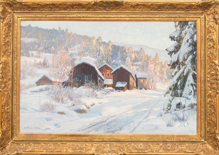 Carl Brandt, Vinterlandskap med byggnader.