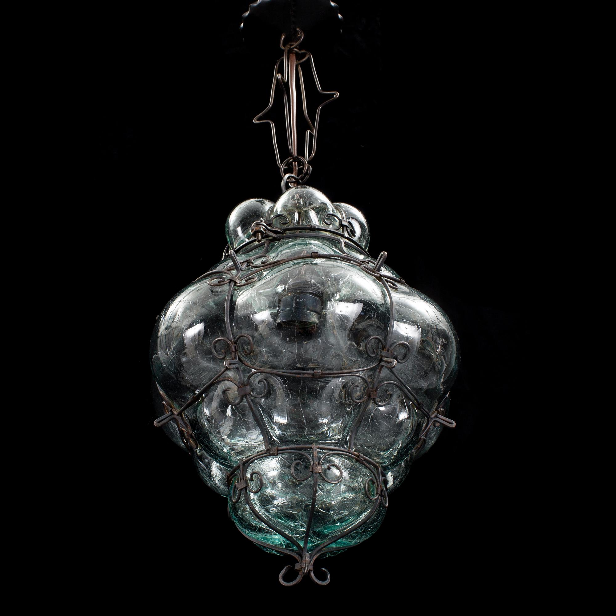 A ceiling glass lamp, Skansens glassworks, mid 20th century.
