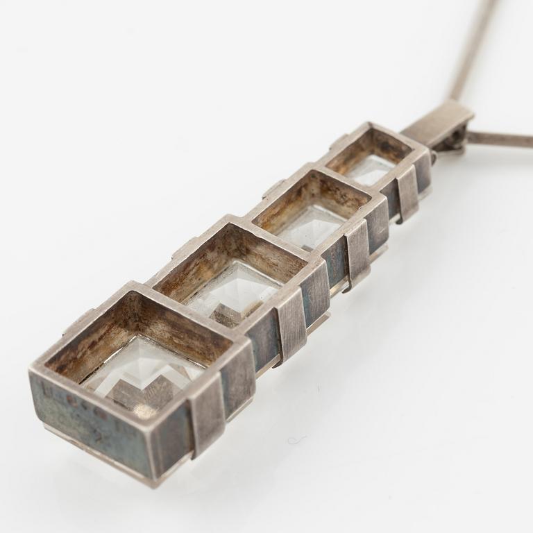 Necklace in silver with faceted rock crystal, Stigbert.