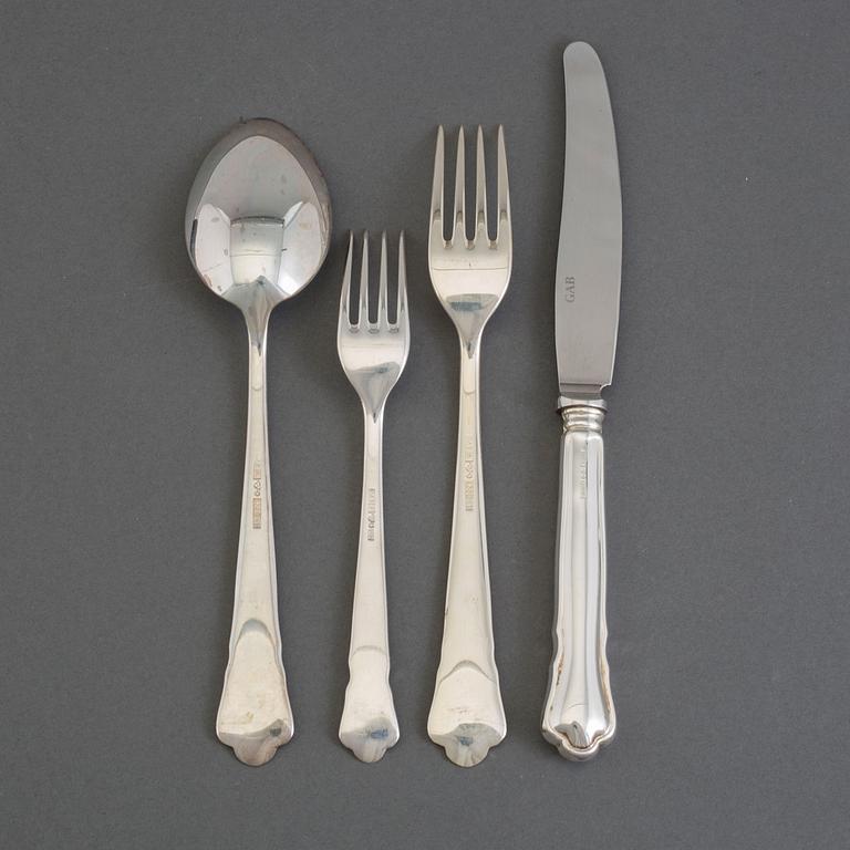 a 54 pcs of silver cutlery from GAB, late 20th century.