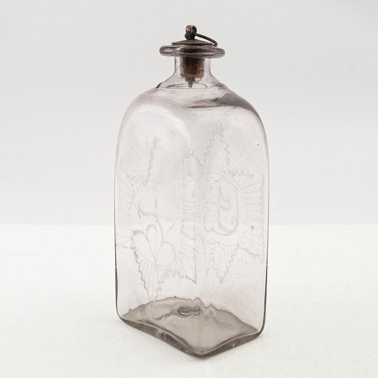 A Swedish glass flask, Limmareds glass manufactory, late 18th century/early 19th century.