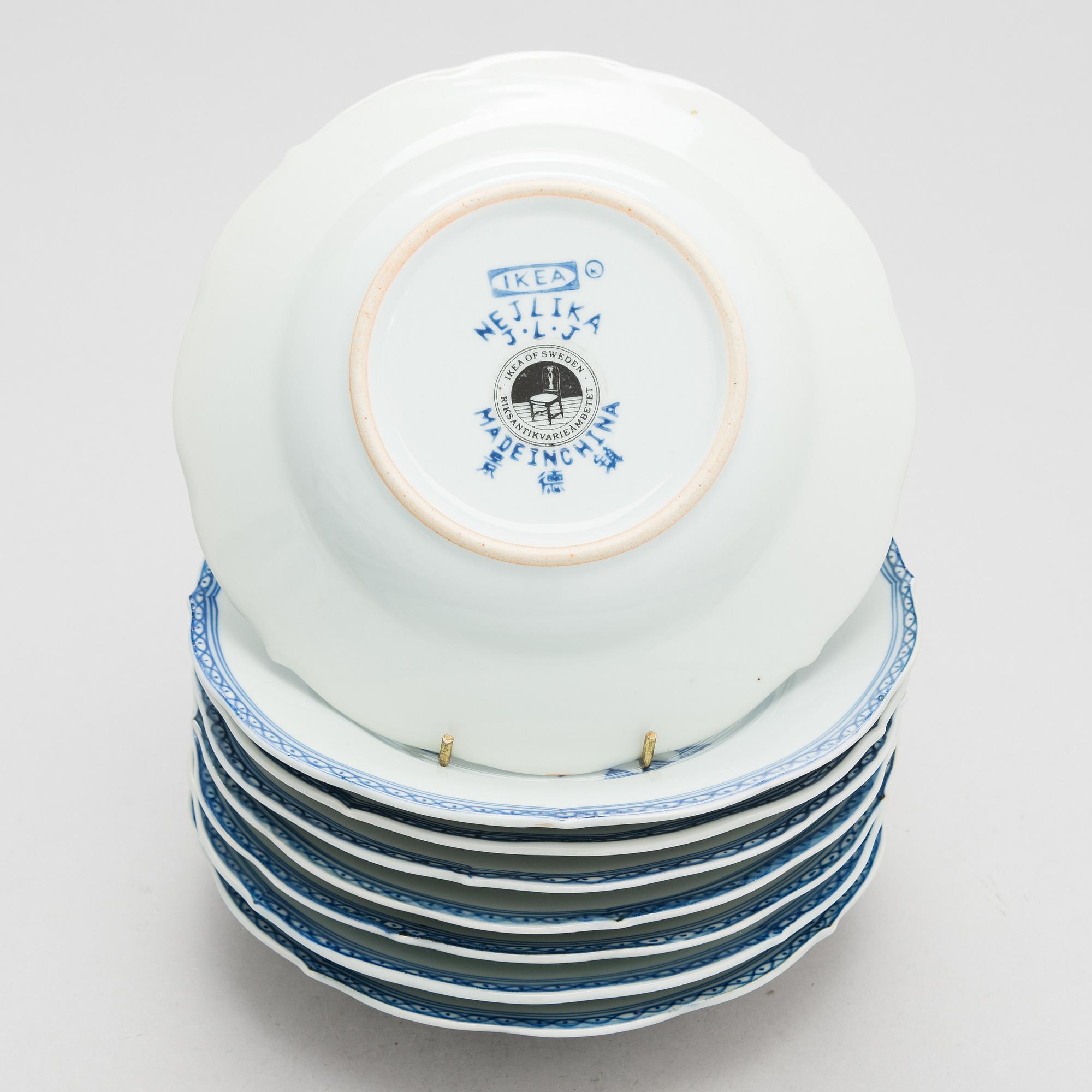 Servisdelar, 12 st, porslin, "Nejlika", IKEA, ur IKEA:s 1700-talsserie, 1990-tal.