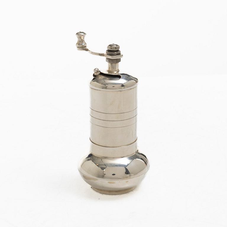 Pepper mill, silver, 20th century.