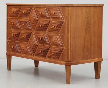 A mahogany chest of drawers, possibly by Oscar Nilsson, Sweden 1940's.