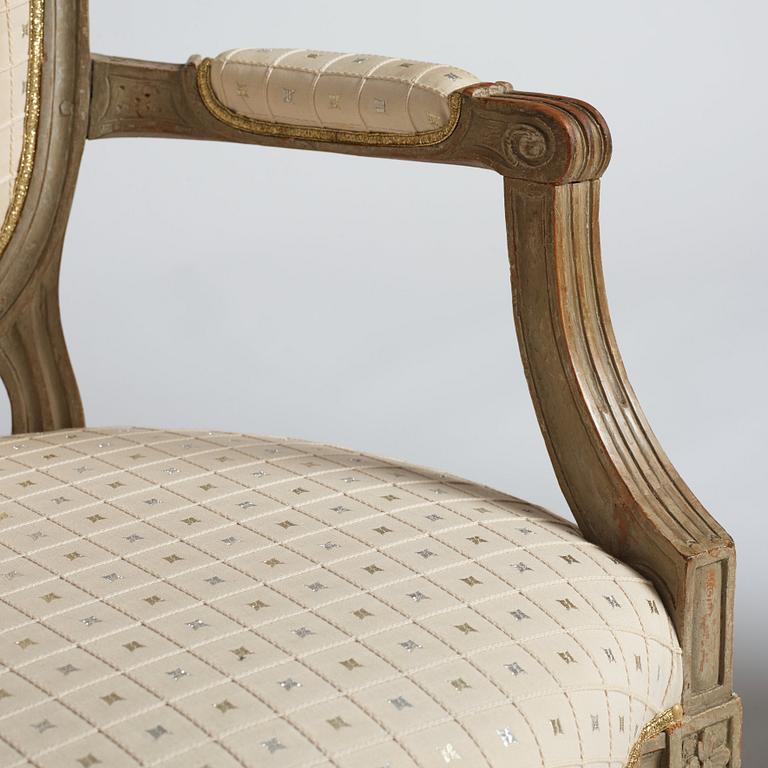 A pair of Gustavian armchairs by M Lundberg.