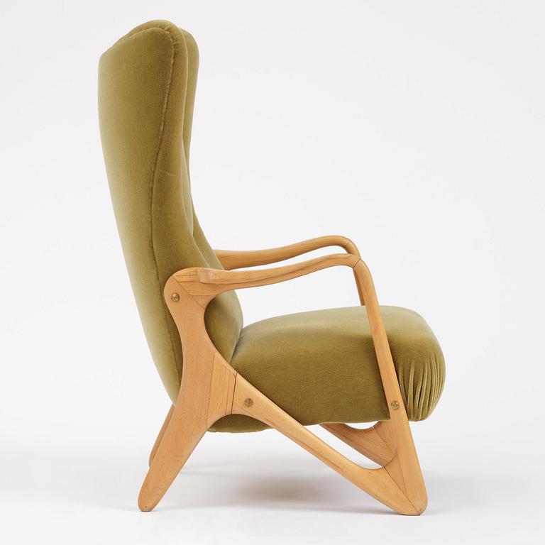 Jens Malling Pedersen, a rare "Pelican" high back easy chair, Dantos, Vejle, Denmark, 1950s.