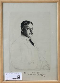 AXEL FRIDELL, etsning, sign o dat 28. Dedikation till Conrad Pineus.