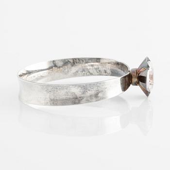 Bangle bracelet, Alton, design by Karl-Erik Palmberg, sterling silver, with synthetic white spinel.