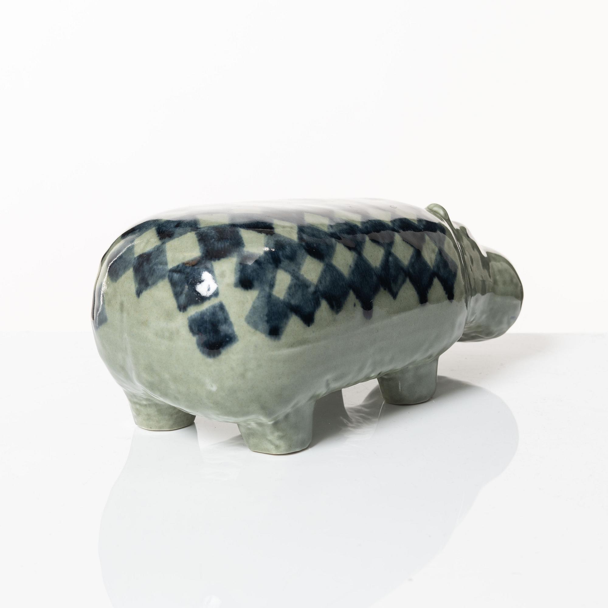 Lisa Larson, a stoneware figurine, 'Flodhäst' (Hippopotamus) from the series 'Stora zoo', Gustavsberg.