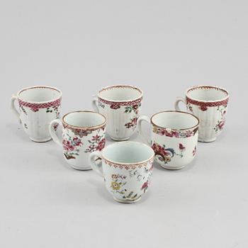 KOPPAR, 6 st, porslin, Kina, 1700-tal.