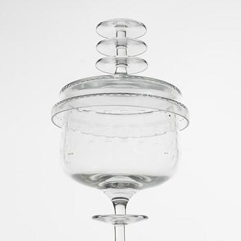 Nils Landberg, three lidded glass cups, Sandviks, Sweden, 1960's.