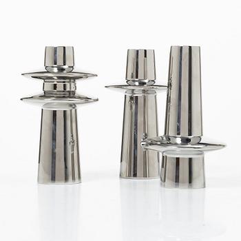 Georg Jensen, Three 'Ellipse' candelabra.