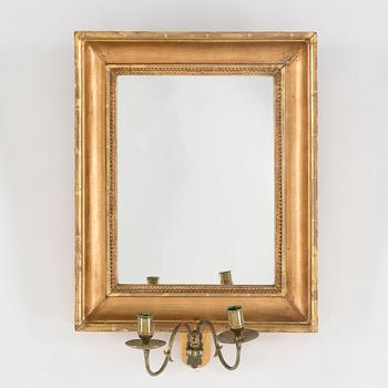 SPEGELLAMPETT, 1800-tal, med ljushållare för 2 ljus.