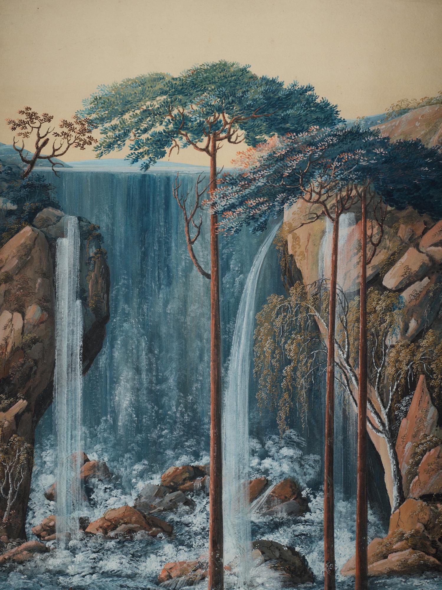 Anders Gustaf von Düben, The waterfalls in Bergpark Wilhelmshöhe, Germany, a pair.