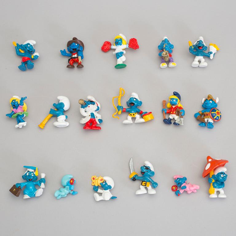 SMURFAR, 100 stycken, bla Schleich, mestadels 1970/80-tal.