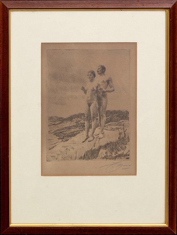 Anders Zorn, a signed etching form 1916.