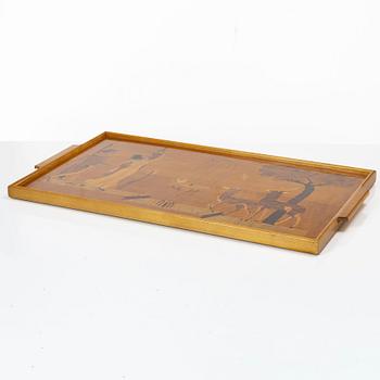 Birger Ekman, Tray, Mjölby Intarsia, 1940.