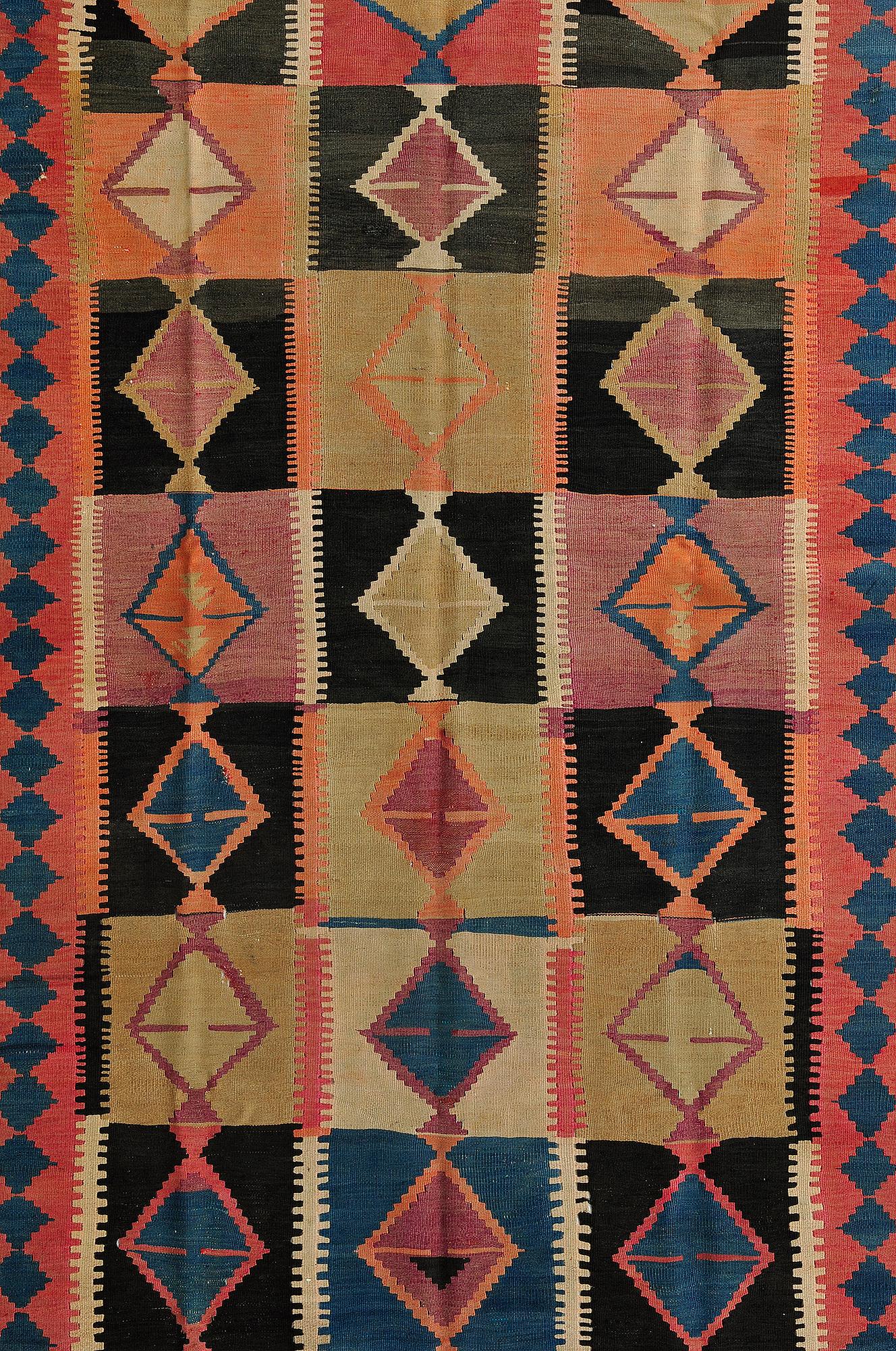 A carpet, kilim, ca 375 x 140 cm.