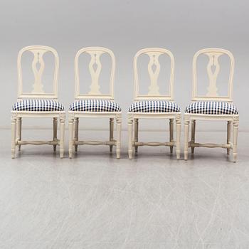 Four Swedish Gustavian style 'Hallunda' dining chairs from IKEA's 18th century collection.