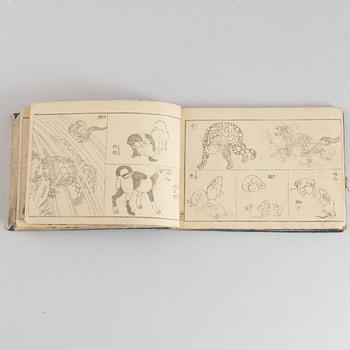 Album, fem stycken, bl. a. Katsushika Isai och Utagawa Kunnisada, Japan, Meiji (1868-1912).