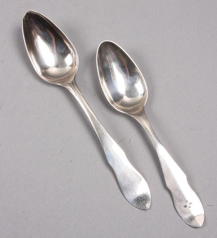 SKEDAR, 2 st, silver, 1808 samt 1818, Norrköping samt Eskilstuna, 85 g.