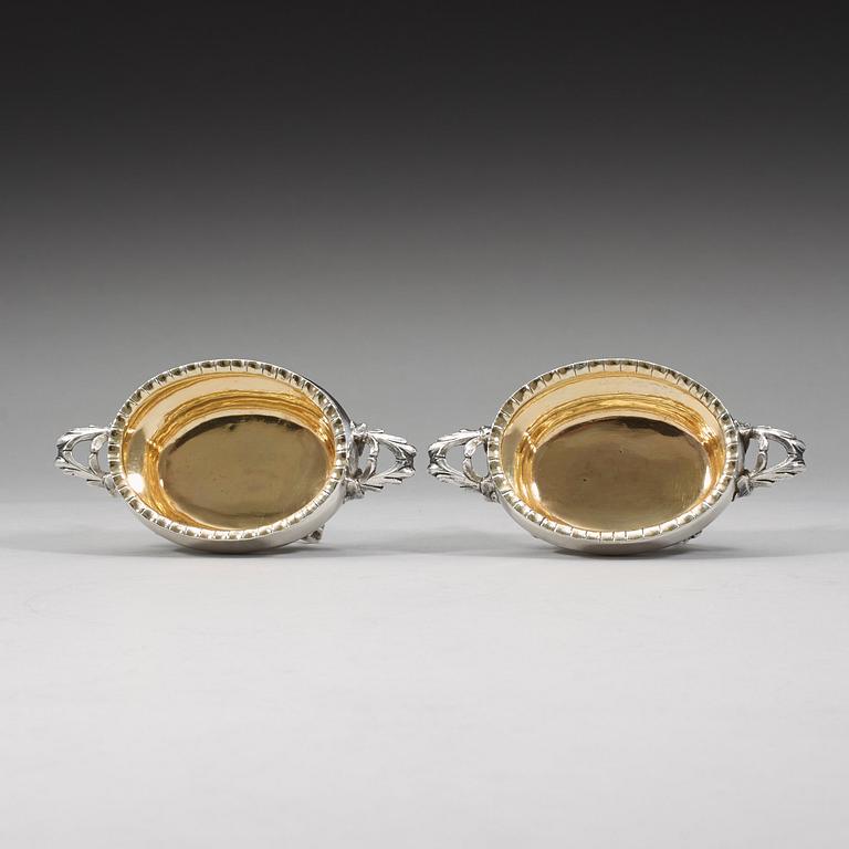 A pair of Swedish 18th century parcel-gilt salts, Erik Niklas Thomé.
