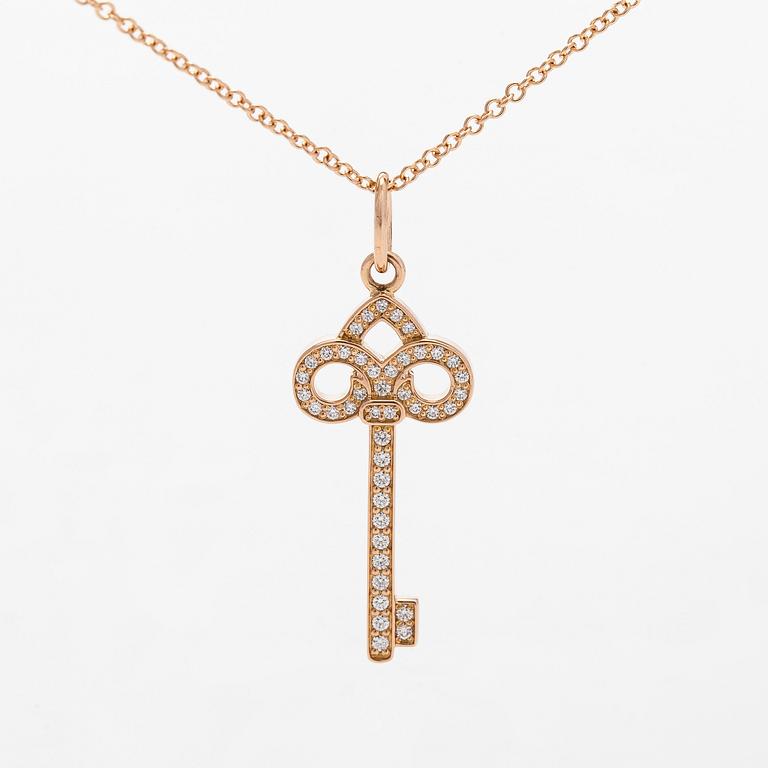 Tiffany & Co, kaulakoru, "Tiffany Keys" 18K ruusukultaa ja briljanttihiottuja timantteja.