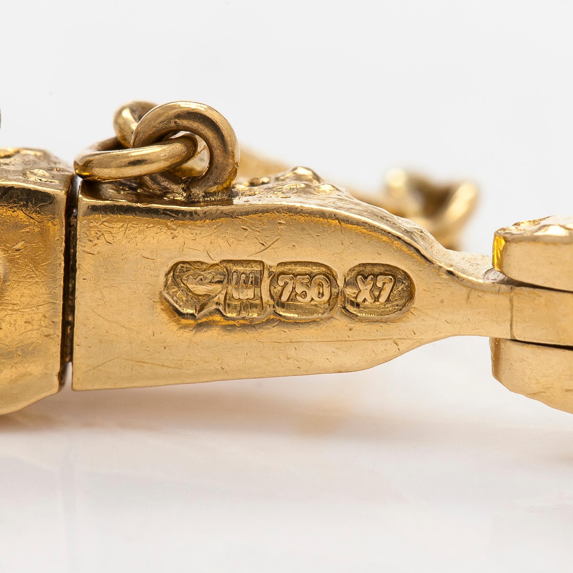 Björn Weckström, an 18K gold bracelet 'Diamond pond' with diamonds for Lapponia 1973.