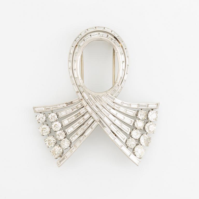 Platinum and diamond brooch.