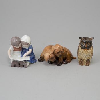 A lot of 9 figurines, including Royal Copenhagen and Rörstrand.