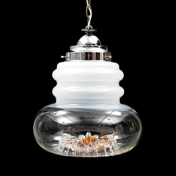 A glass ceiling lamp, probably by Mazzega Murano, Italy.