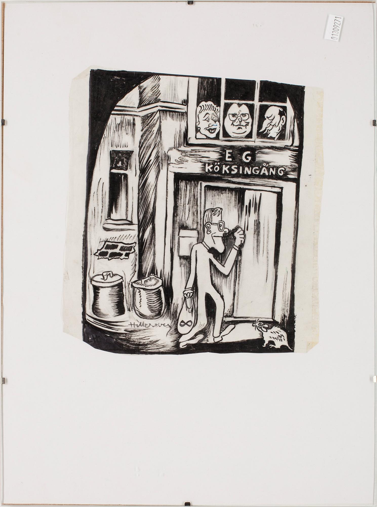 LARS HILLERSBERG, tuschteckning, signerad.