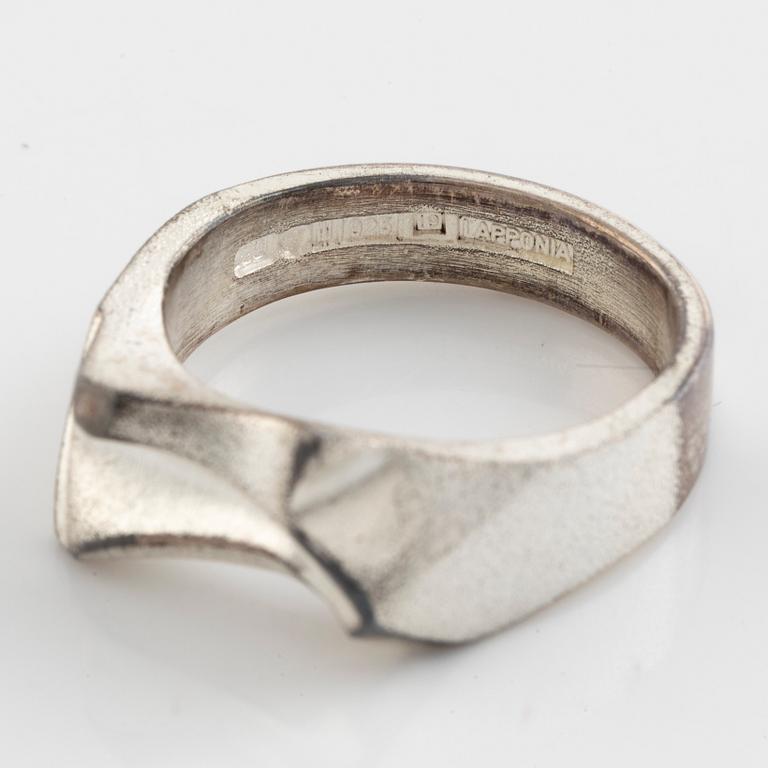 Lapponia, two sterling silver rings and tie ping.