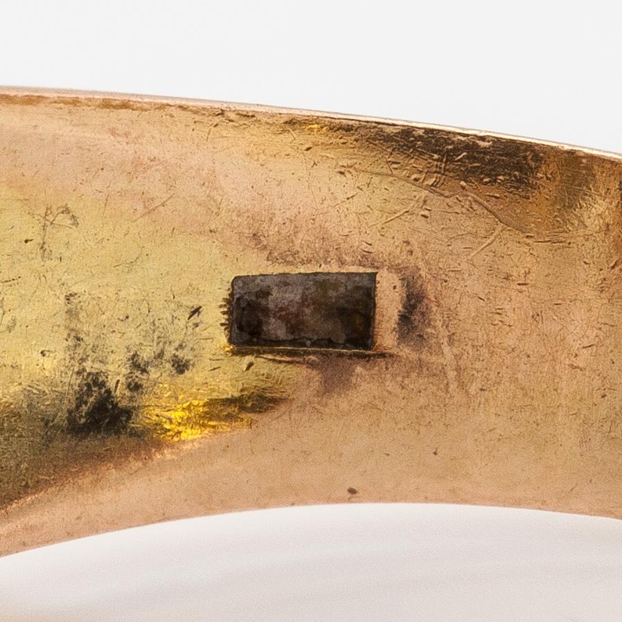 Sormus, 14K kultaa, malakiitti ja timantteja n. 0.04 ct yht.