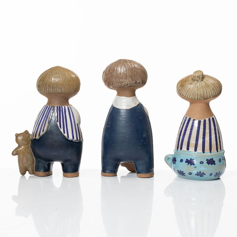 Lisa Larson, figuriner, 3 st, stengods, ur serien "Larsons ungar", Gustavsberg.