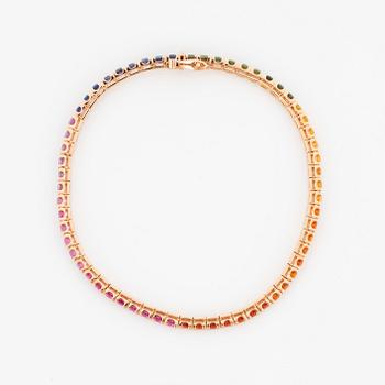 TENNISARMBAND, med multifärgade runda fasettslipade safirer.
