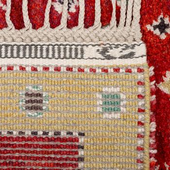 Barbro Nilsson, a 'Rabatten röd' carpet, knotted pile, 266 x 195 cm, signed AB MMF BN.