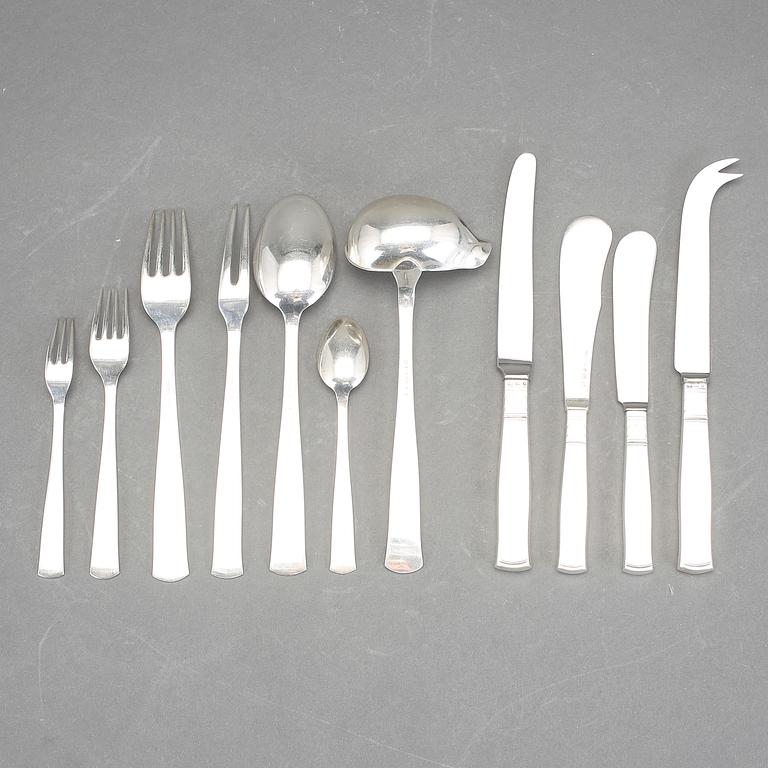 BESTICKSERVIS, 68 delar, silver, "Rosenholm", GAB, Stockholm, 1945. Vikt ca 1419g.