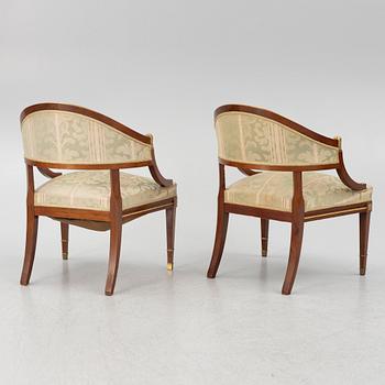 A sofa, two armchairs, four chairs and table, Empire style, 20th century.