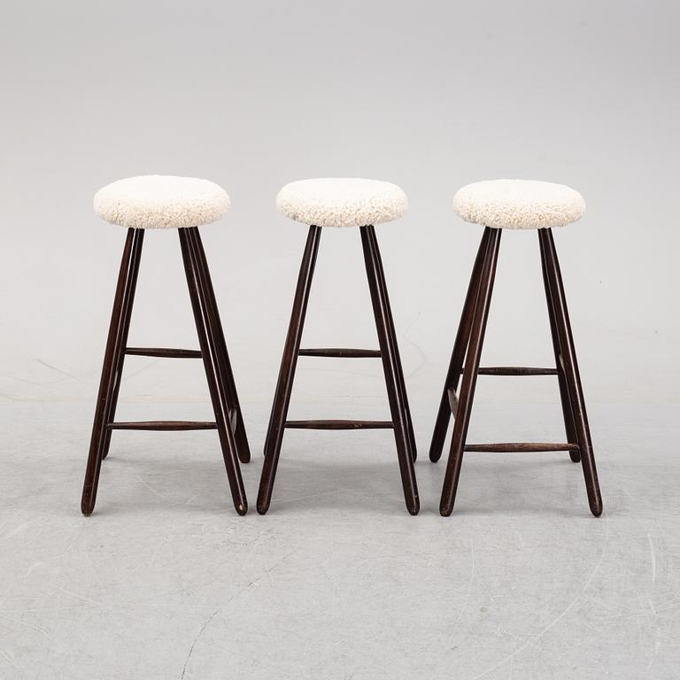 A set of three bar stools, second half of the 20th century.