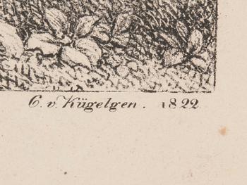 LITOGRAFI, efter Carl von Kügelgen, daterad 1822.