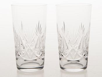 Drinkware, 37 glasses of the 'Yrjö' and 'Aino' series for Riihimäen Lasi, Finland.