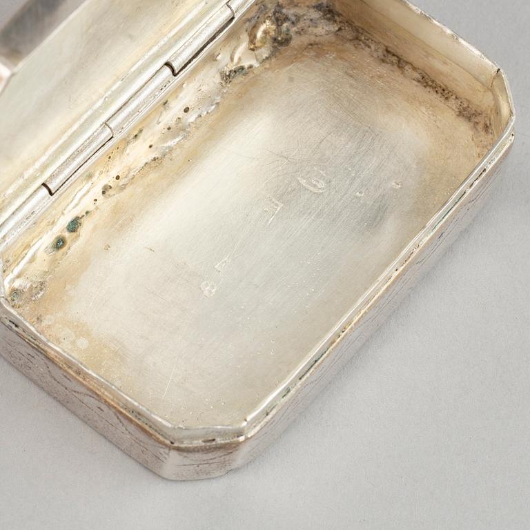 Three Swedish silver snuff boxes, 19th century.