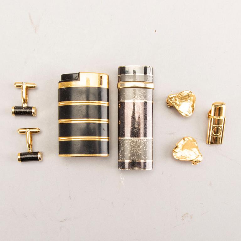 Yves Saint Laurent, 2 lighters, cufflinks, earrings, pin, 1980s.