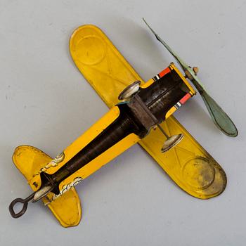 1940'S UNIQUE ART MFG. "SKY RANGERS PLANE & ZEPPELIN " TIN WIND-UP TOY.